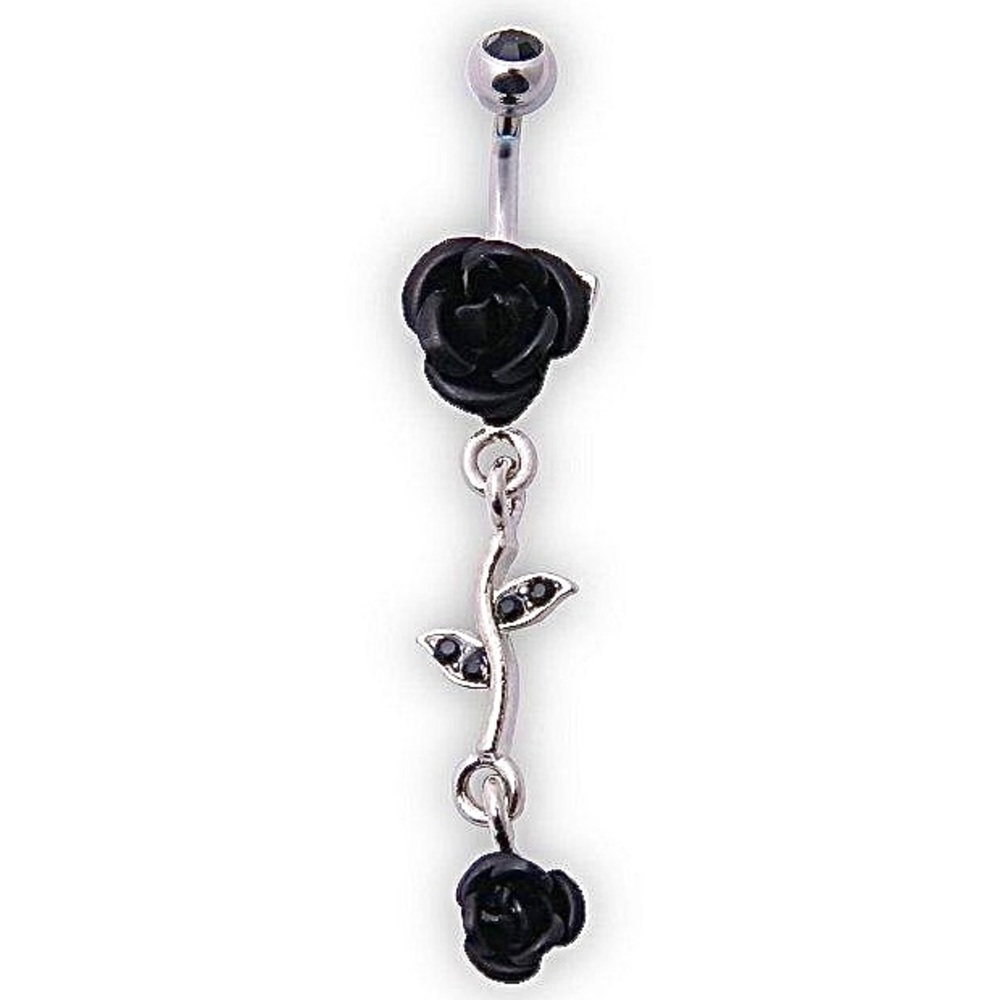Black Rose Navel Ring